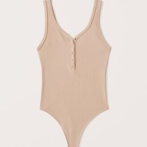 A&F Seamless Ribbed Fabric Henley Bodysuit